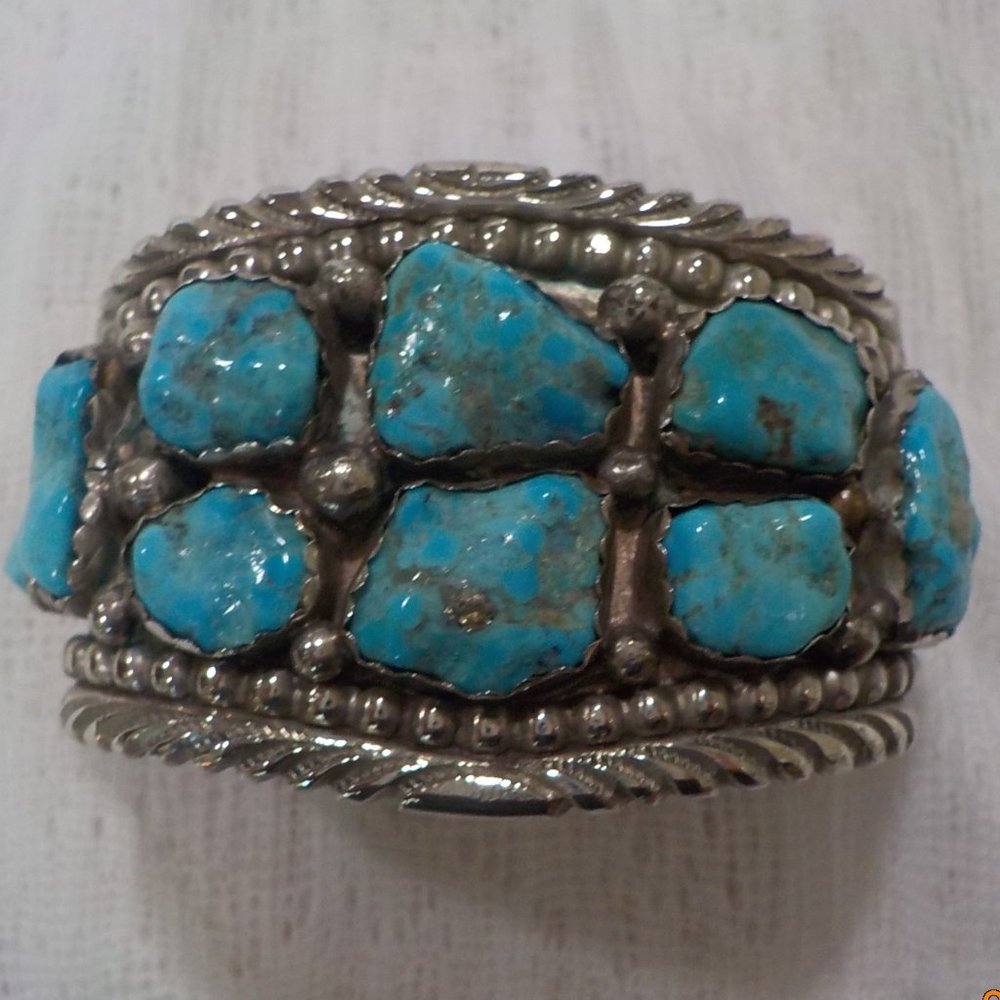 Exceptional Turquoise/Sterling Cuff Bracelet